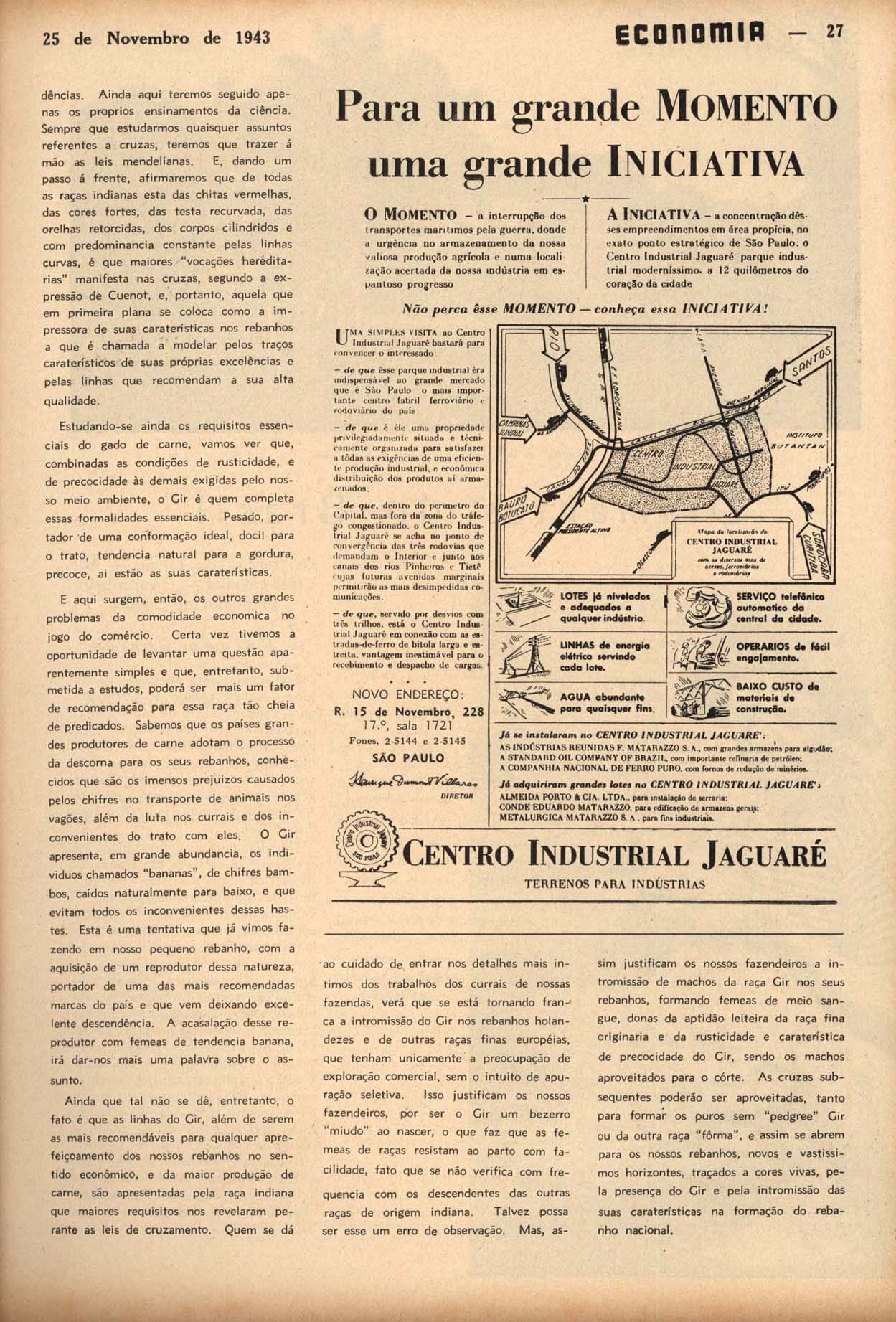 PARA um grande movimento uma grande iniciativa. Economia, Rio de Janeiro, ano 5, n. 54, p. 27, nov. 1943.