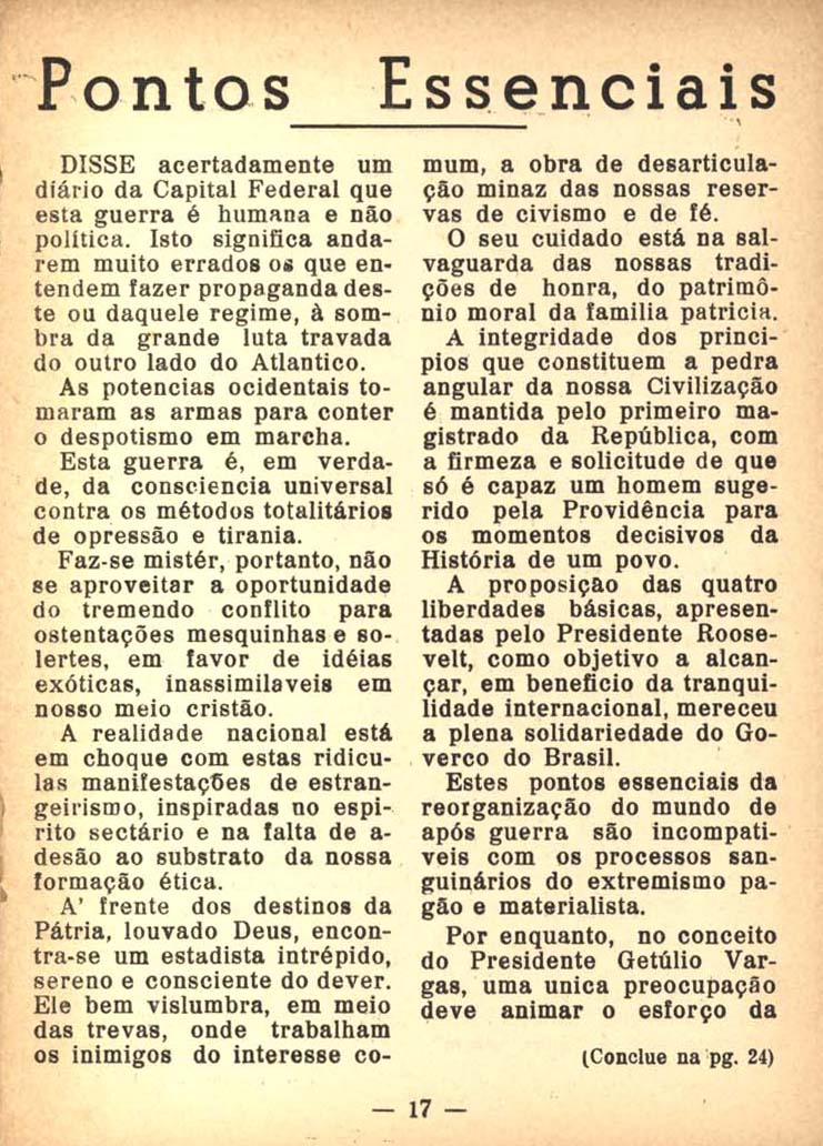 PONTOS essenciais. O Mês, Fortaleza, [s.n.], p. 17 e 24, jun. 1944.
