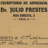 Caderneta de acompanhamento de causa do Escritório de Advocacia Dr. Júlio Prestes. São Paulo, 1915-1916. APESP.
