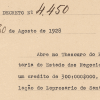 Decreto de abertura de crédito para a instalação do Leprosário de Santo Ângelo. São Paulo, 1928. Coleção de Leis e Decretos. APESP