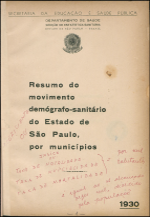 Resumo do movimento demógrafo-sanitário do Estado de São Paulo, por municípios