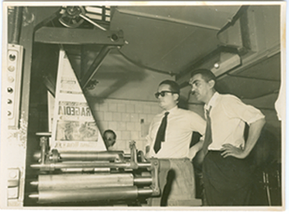 Samuel Wainer na festa de inauguração do Ultima Hora.
