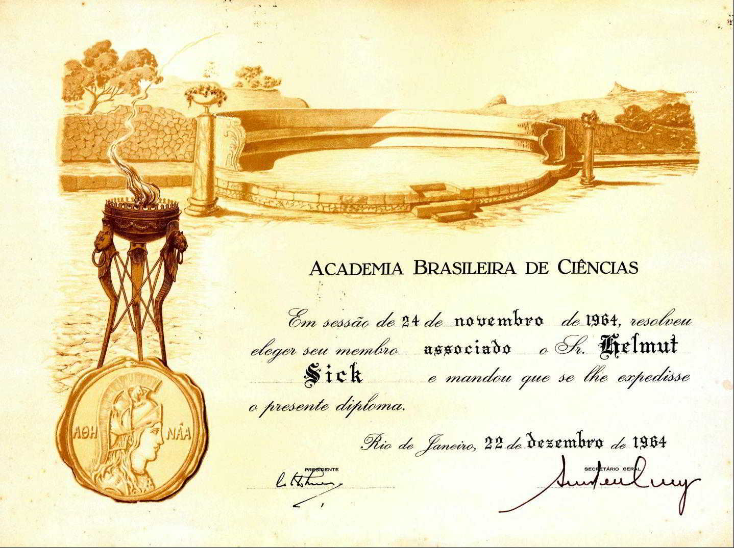 Figura 3 – Diploma de membro associado, 1964