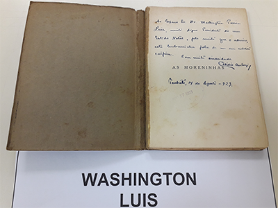 Livro com dedicatória do autor, Cesídio Ambrogi, pertinente ao Fundo Washington Luís